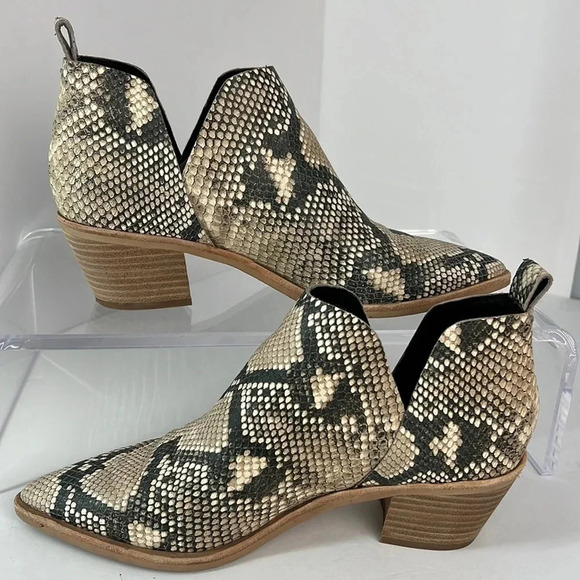 Dolce Vita Sonni Snakeskin Leather Ankle Booties Pointed Toe Block Heel Size 7.5 - Picture 4 of 16